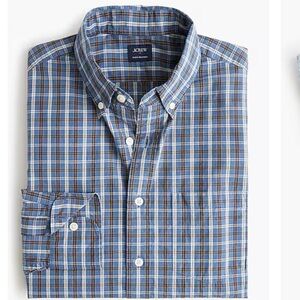 J. Crew Classic Flex Casual Button Down Shirt in Baltic Blue Plaid